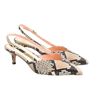 J Crew Sophia Snake-Embossed Slingback Pum…